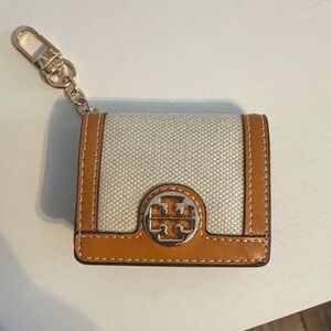 Tory Burch Brown and Cream Keychain Wallet